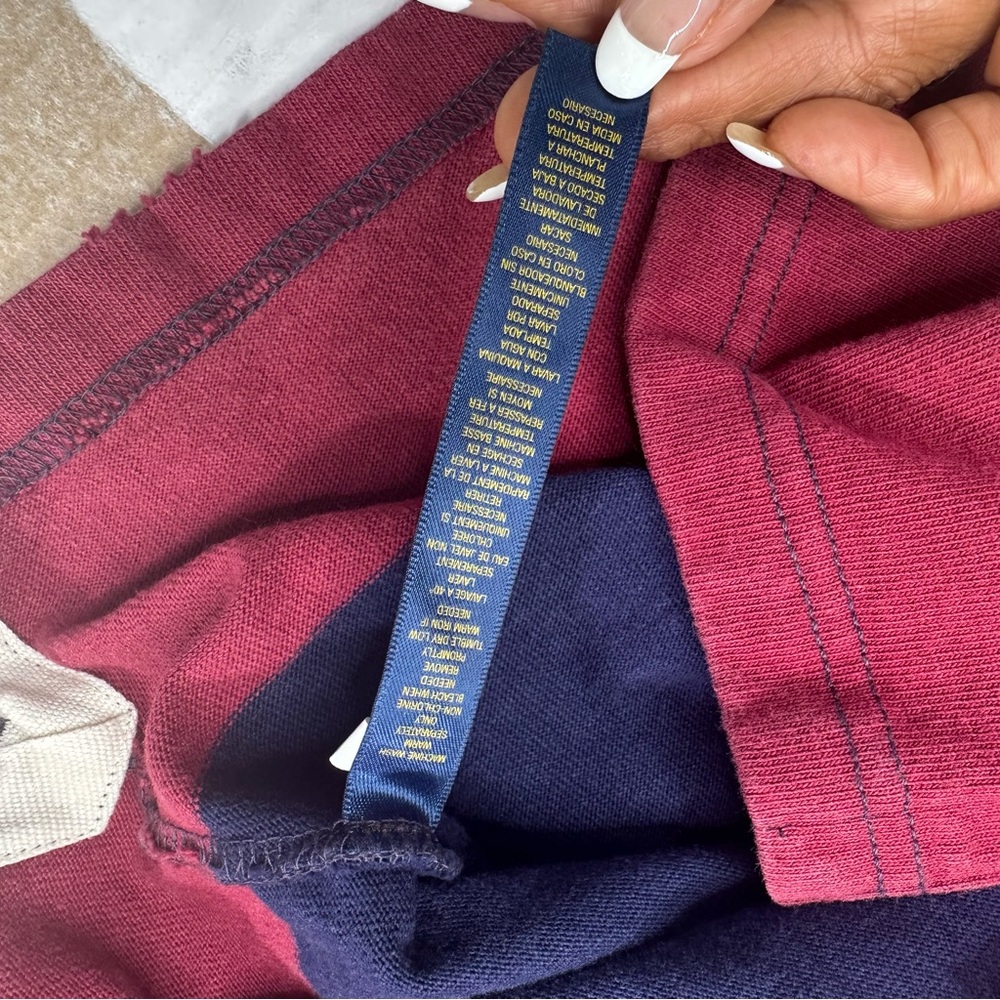 Ralph Lauren Rugby Shirt M | Maroon Navy Striped RLFC 1939-40 Patch | Vintage - Picture 11 of 16